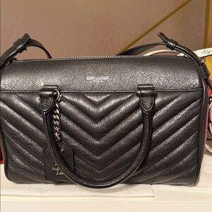 Saint Laurent Black Chevron Satchel
